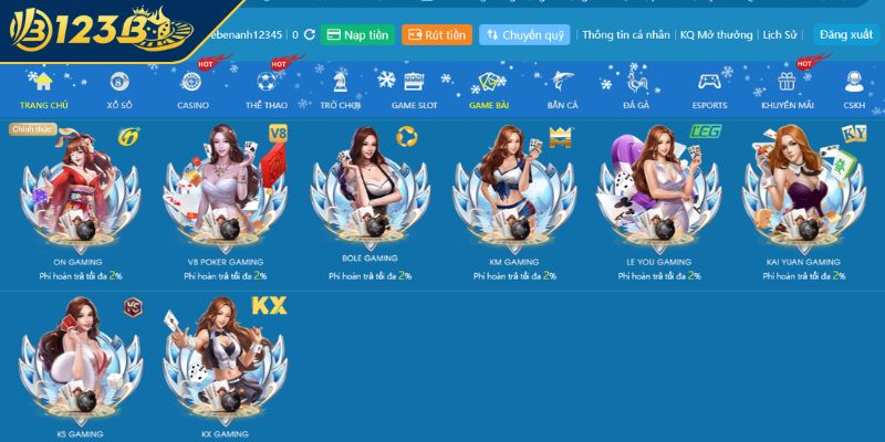 Khám phá sảnh Game Bài 123B