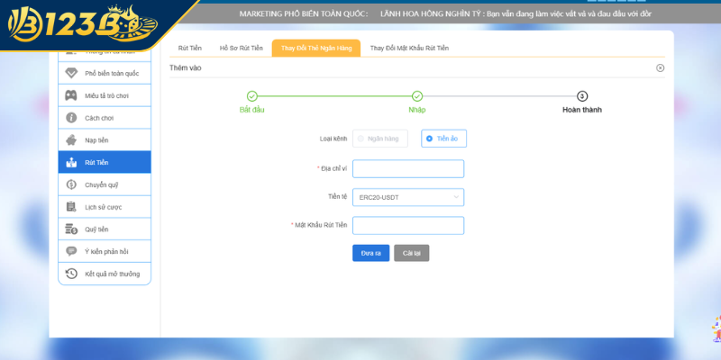 Lưu ý quan trọng khi rút tiền tại 123B không lỗi