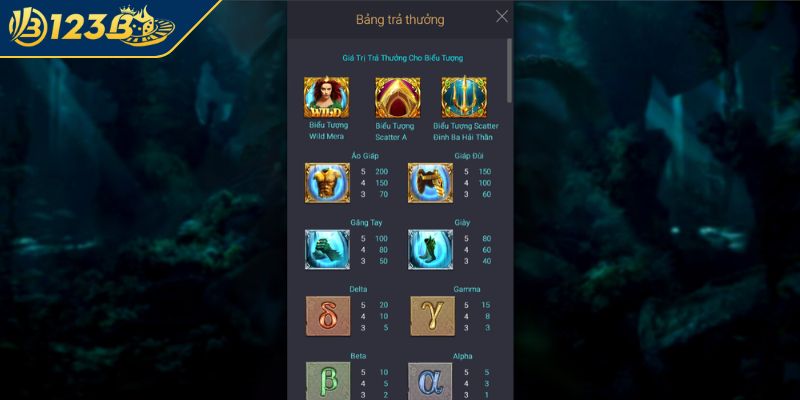 Mức thưởng của Nổ Hũ Đế Vương Atlantis 123B