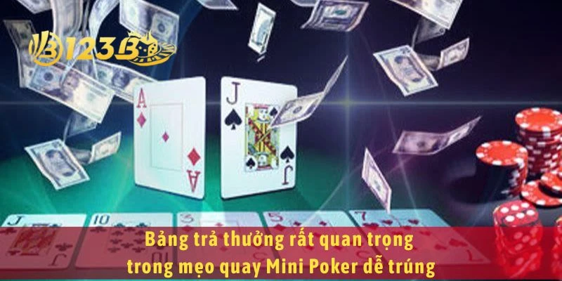 Bảng trả thưởng rất quan trọng trong mẹo quay Mini Poker dễ trúng